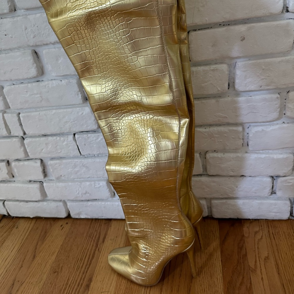 Missguided gold over the knee boots. Size US 7